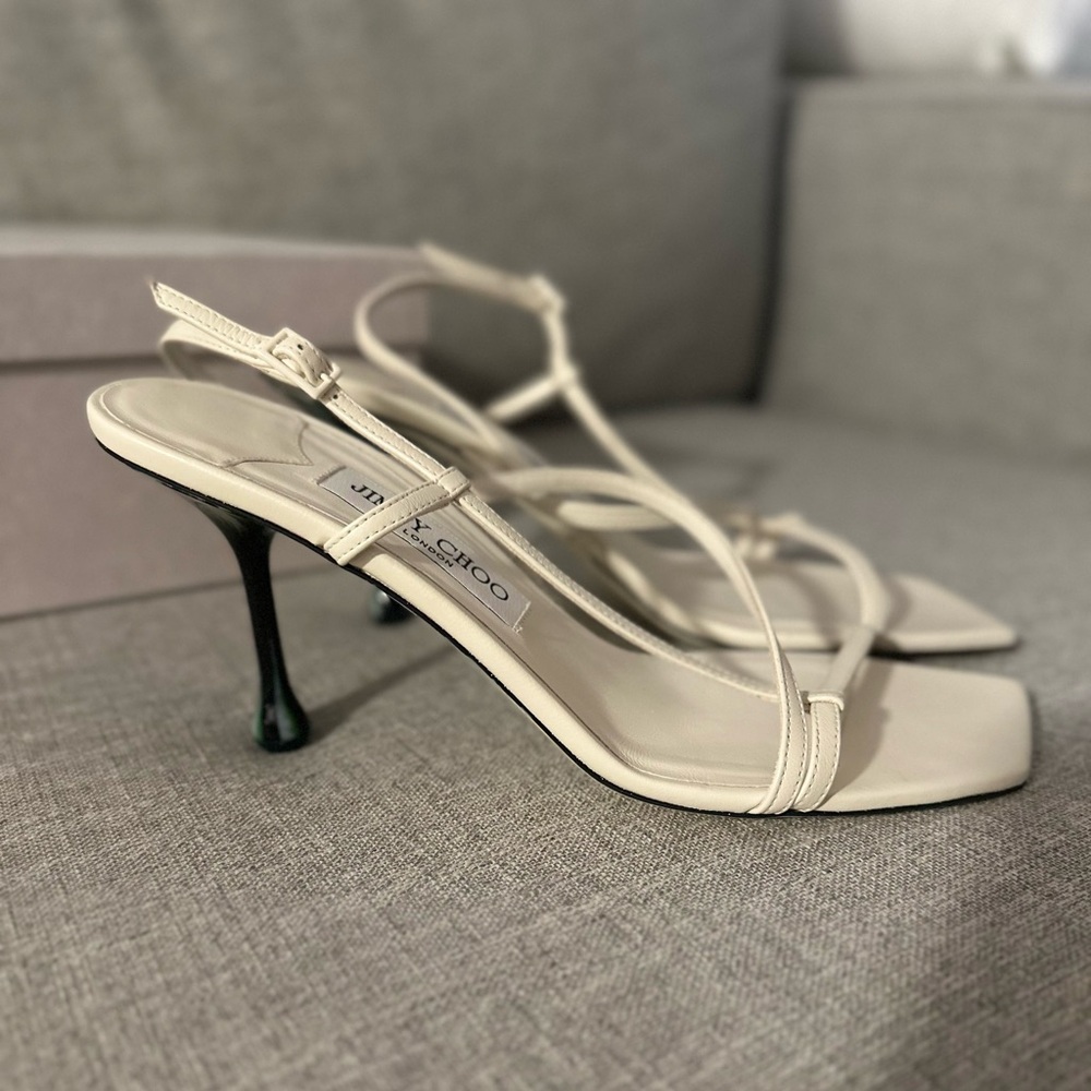 Jimmy Choo Cream Strappy Heels - Picture 4 of 9